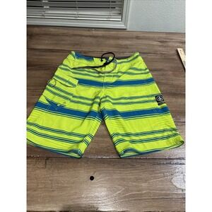 Volcom Board Shorts Mens 28 Blue Yellow Mod Tech Swim Trunks Baggies Surf